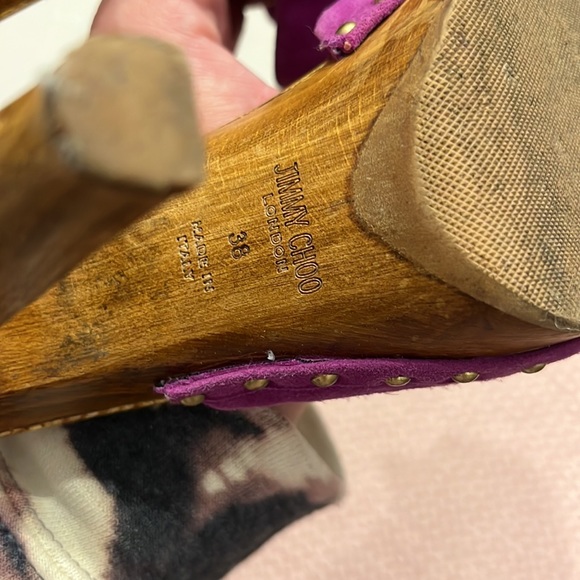 Jimmy Choo Purple and Wood Heels - Picture 5 of 10